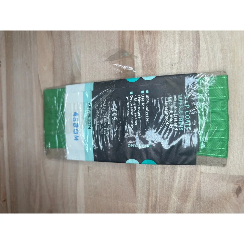 J. & P. Coats Woven Edge Seam Binding 287A Bright Green 3 Yards 5 Packs Lot